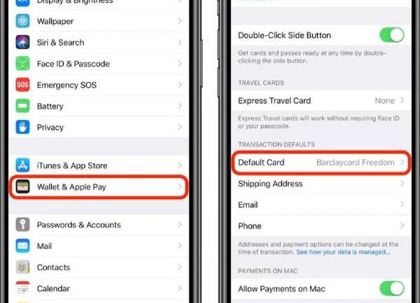 how to change default card in apple wallet