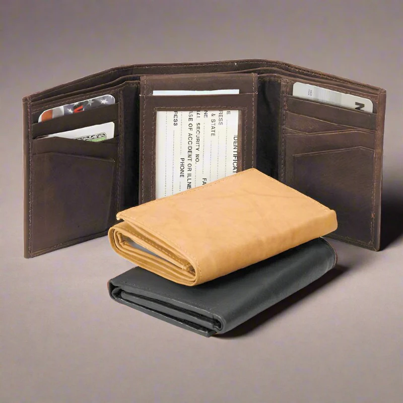 mens leather trifold wallet