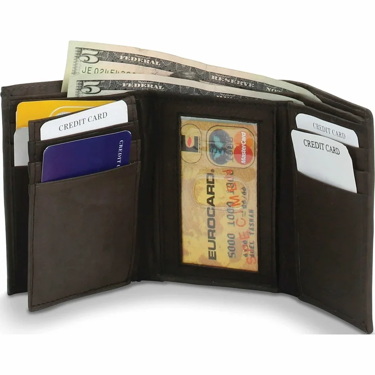 mens leather trifold wallet